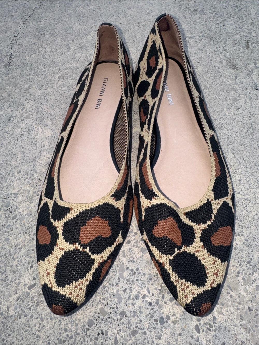 Gianni Bini Leopard-Print Pointed Toe Flats in Tan, Brown & Black